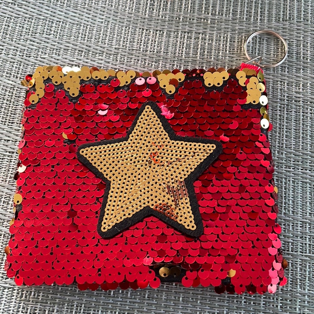 #7P Small Sequined Star Pouch Keychain